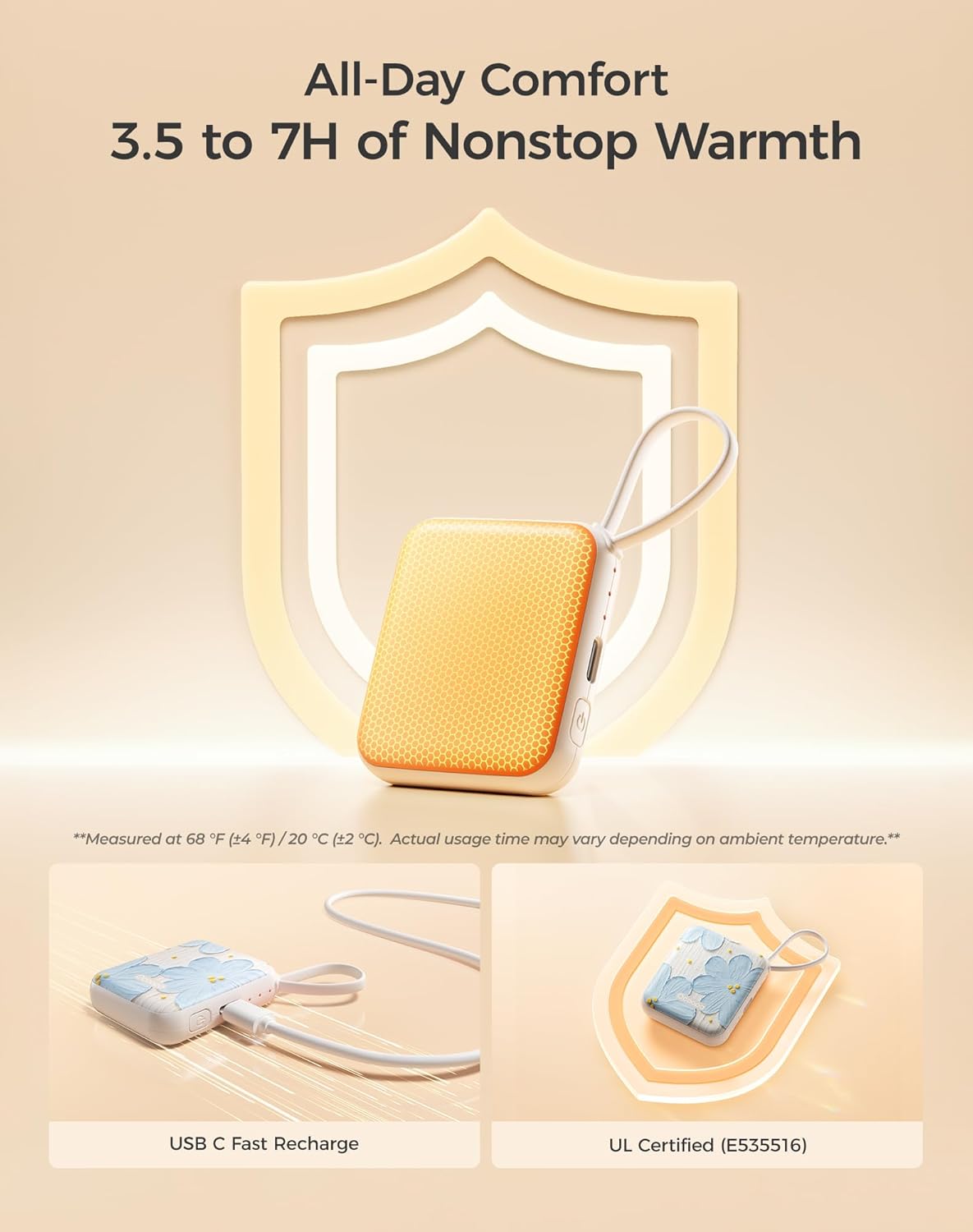 OCOOPA Hand Warmers Rechargeable, Smart Temp Control 7H*2 Long Safe Heat, Ultra Slim, Pocket-Size Design That Fits Gloves, Gifts for Women, Outdoor, Office, Commute (UT5 Nano) - Image 5