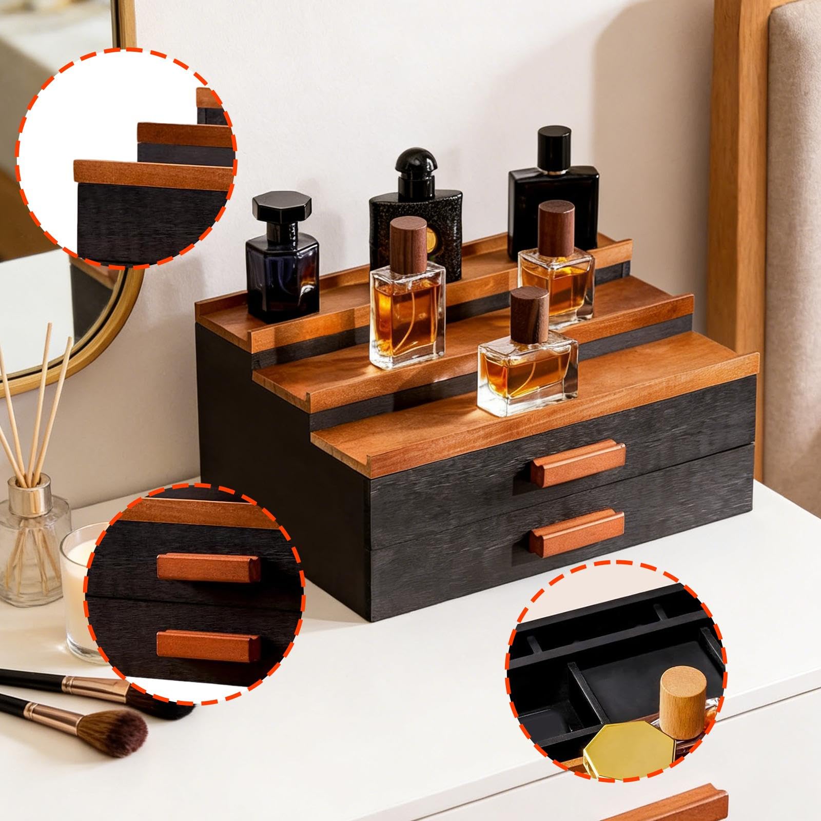 Gralara Elevadores de Exhibición de Perfumes, Organizador de Escritorio para Hombres para Almacenar Perfumes