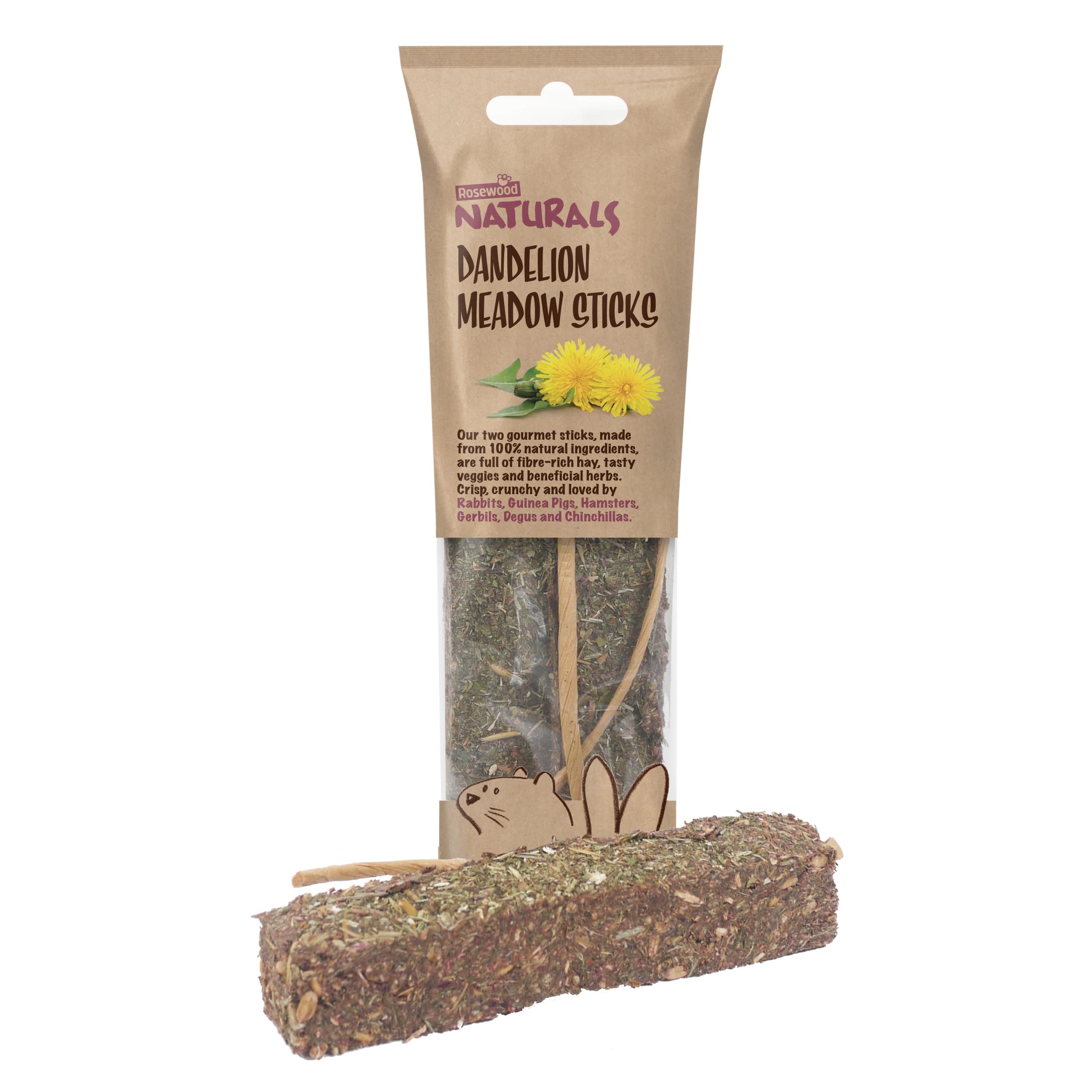 Rosewood Naturals Meadow Sticks, Small Animal Treats, Dandelion and Carrot & Fennel for Rabbits, Guinea Pigs, Chinchillas and Degus, Rich in Hay and Herbs - 140g, 2pc (Case Pack of 4) - Image 3