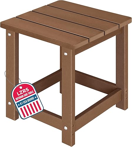 Miniatura 10 de LZRS Mesa Lateral Redonda Adirondack para Patio Mesa de Esquina, Mesas Laterales para Exteriores para Patio, Jardín, Piscina, Complemento