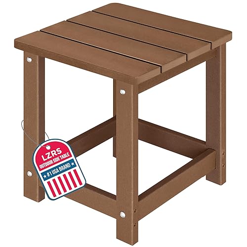 LZRS Square Patio Side Table, Heavy Duty HDPE Outdoor End