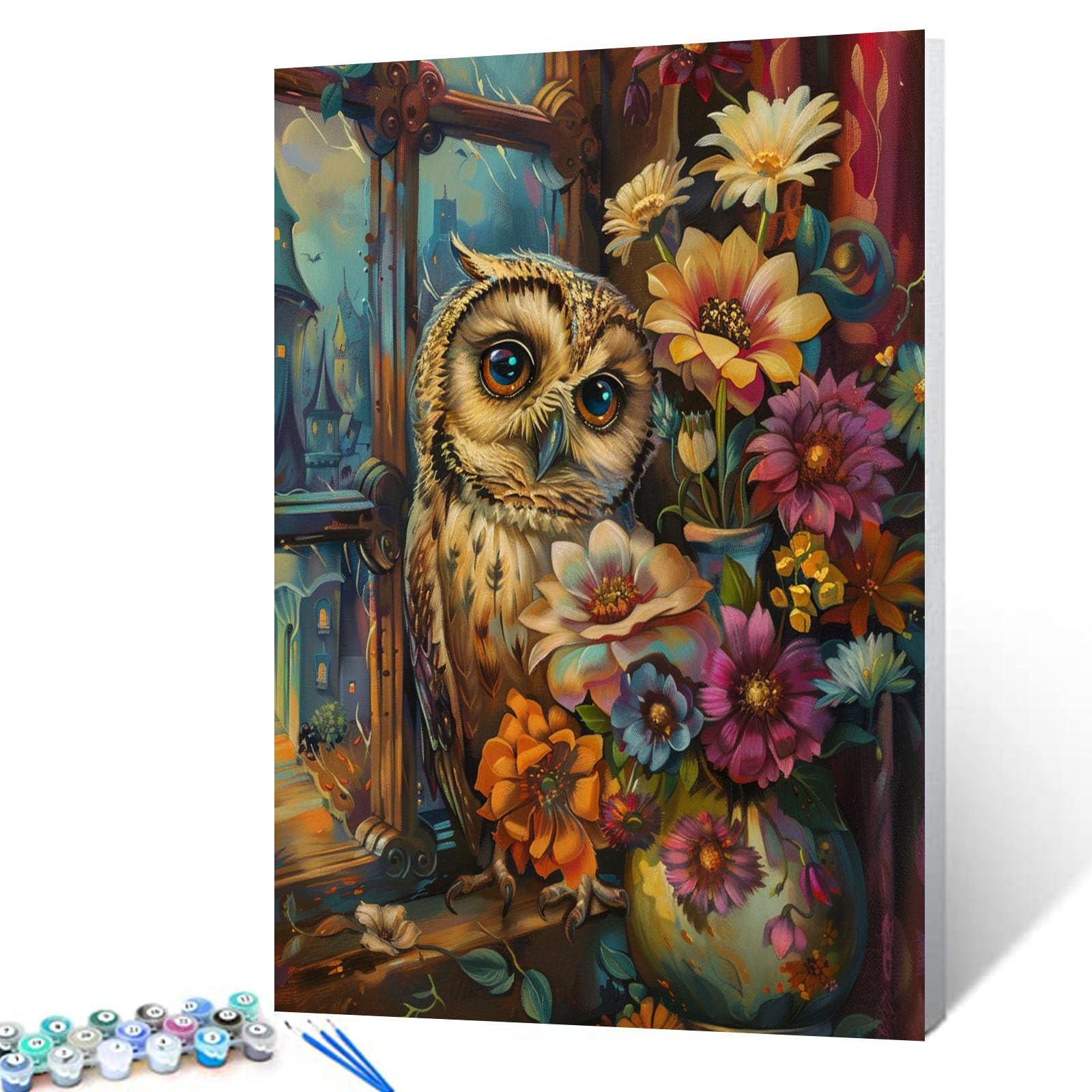 Tucocoo Malen Nach Zahlen Set – Eule Graffiti, 40x50 Cm, Inkl. Leinwand, Acrylfarben, Pinsel & Rahmen