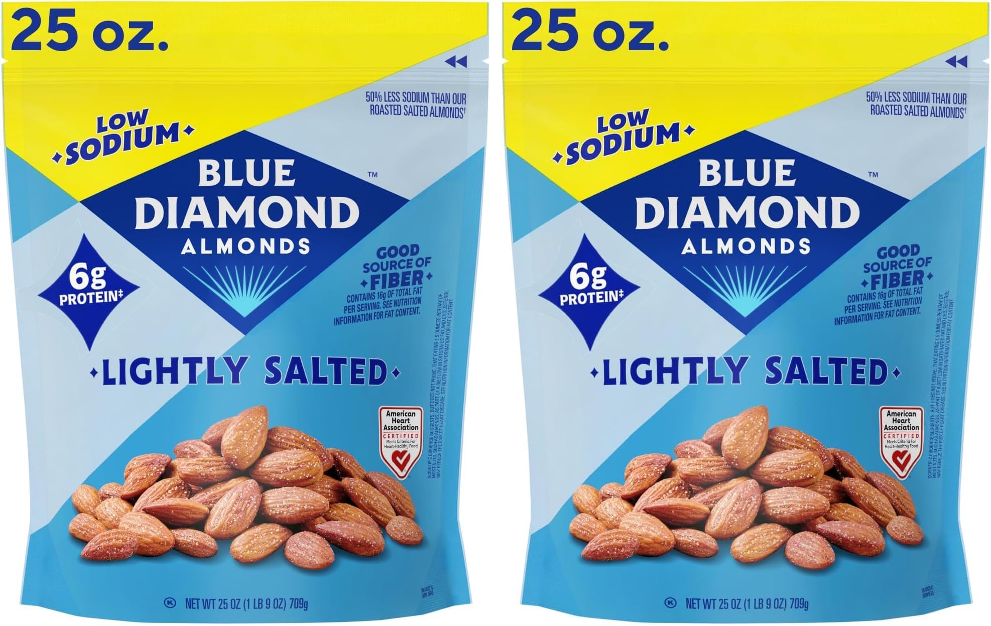 Low Sodium Lightly Salted Snack Nuts, 25 Oz Resealable Bag (Pack of 2)
