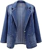 Women's Jean Jacket Long Sleeve Classic Notch Lapel Single-Breasted Denim Trucker Jackets 2024 Spring Fall Outerwear