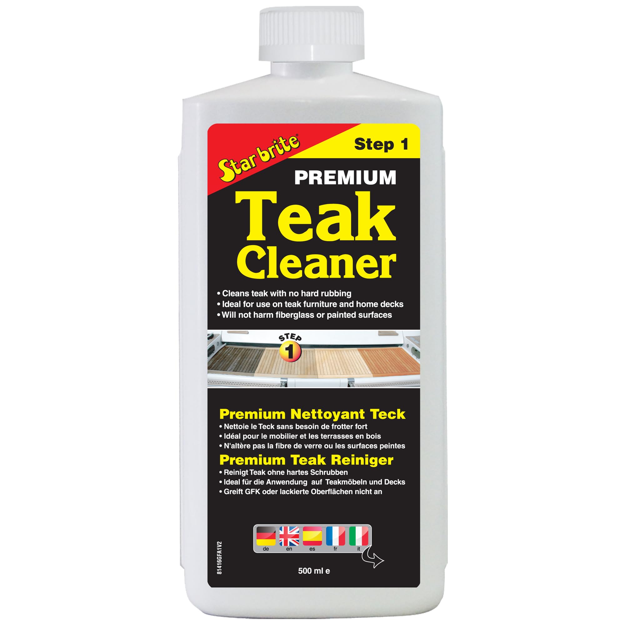 STAR BRITE Premium Teak Cleaner - Restore, Renew & Refresh Old Weathered Gray Teak Furniture & Other Fine Woods -Step 1-500 ml