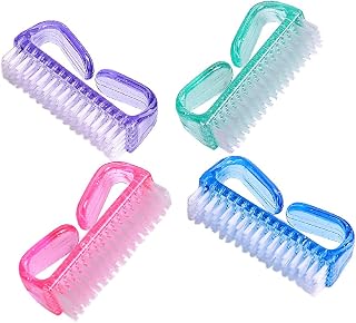 hupos Handle Grip Nail Brushes 4-Pack: Durable Fingernail & Toenail Scrubbers, Pedicure Cleaners for Men, Women & Kids
