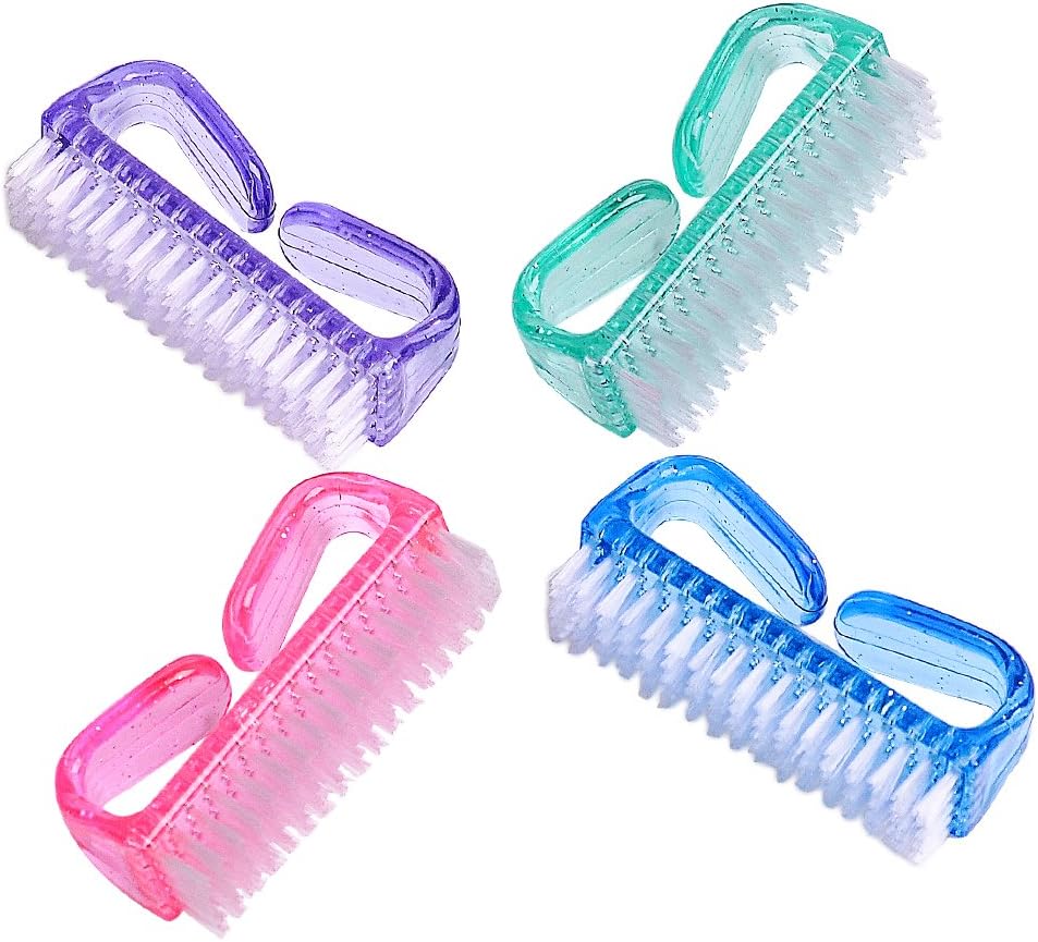 hupos Handle Grip Nail Brush, Fingernail Scrub Cleaning Brushes for Toes and Nails Cleaner, Pedicure Brushes for Men and Women 4 Pack