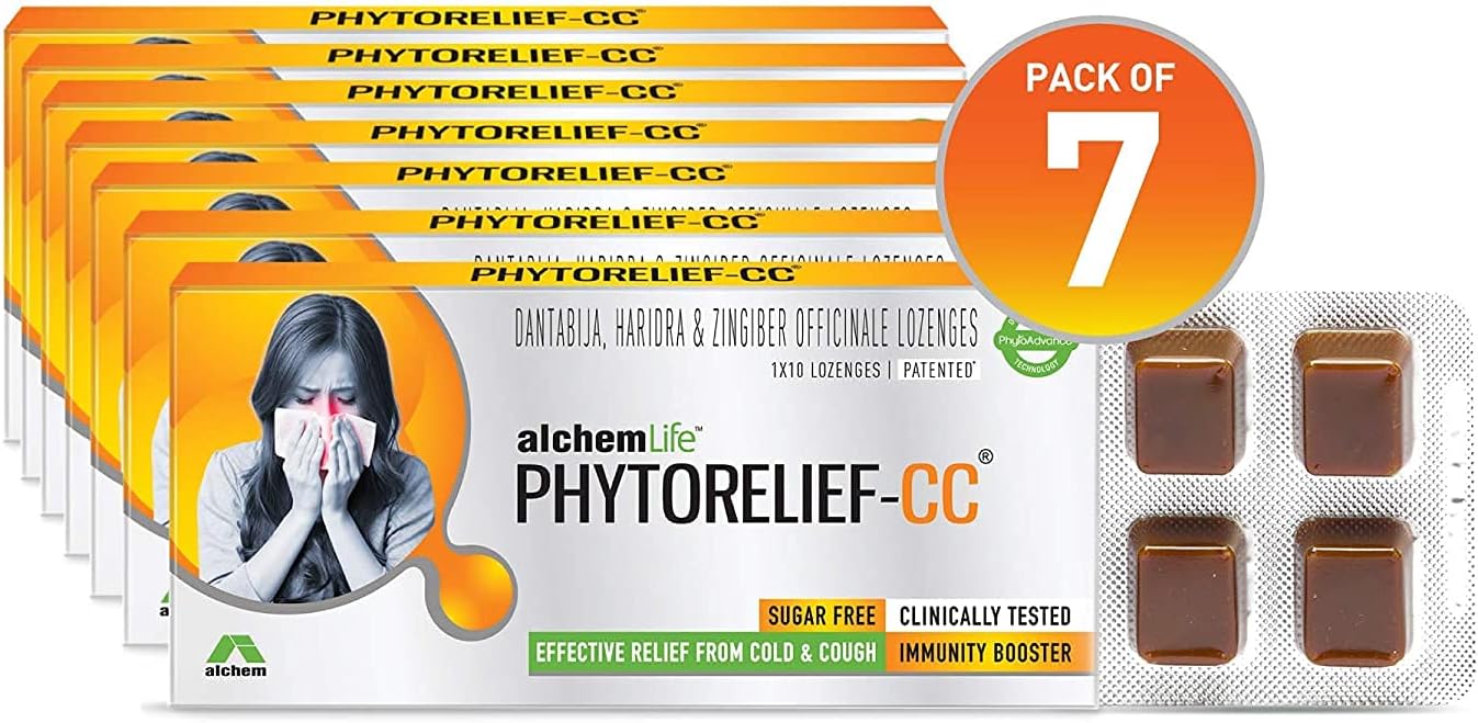 AlchemLife PhytoRelief-CC Clinically tested and patented solution Natural immunity booster - Fights viral cough, cold and sore throat - Pack of 7