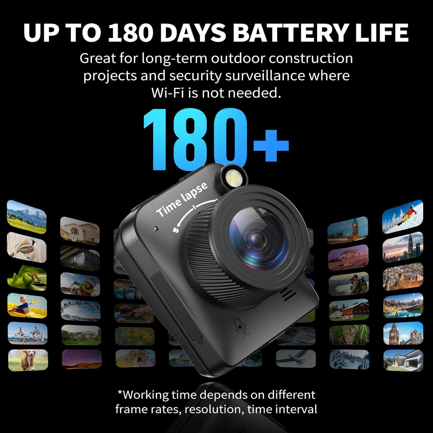 4K Zeitraffer Kamera IP66 wasserdicht für Bauarbeiten im Freien, Wetter und Pflanzen, 32GB TF-Karte