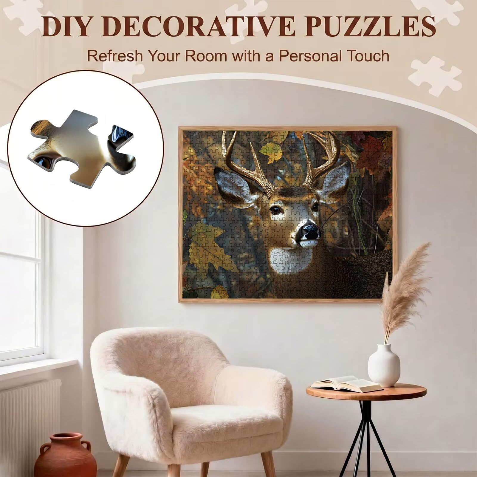 Ciervo Árbol Puzzle de 2000 Piezas, Juego de Mesa Familiar de Madera - Rompecabezas Adultos para Toda La Familia, Rompecabezas Educativo DIY y Antiestrés - con Mapa de Referencia, 99 x 70 cm f0-639