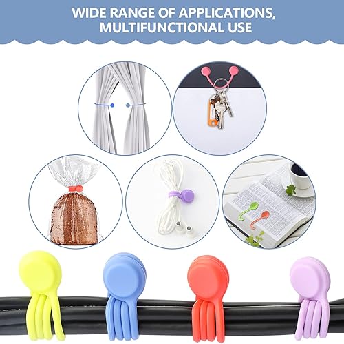 Miniatura 5 de Saisn Paquete de 20 bridas magnéticas de silicona reutilizables y fuertes cables magnéticos de gestión de bridas para auriculares, organizadores de