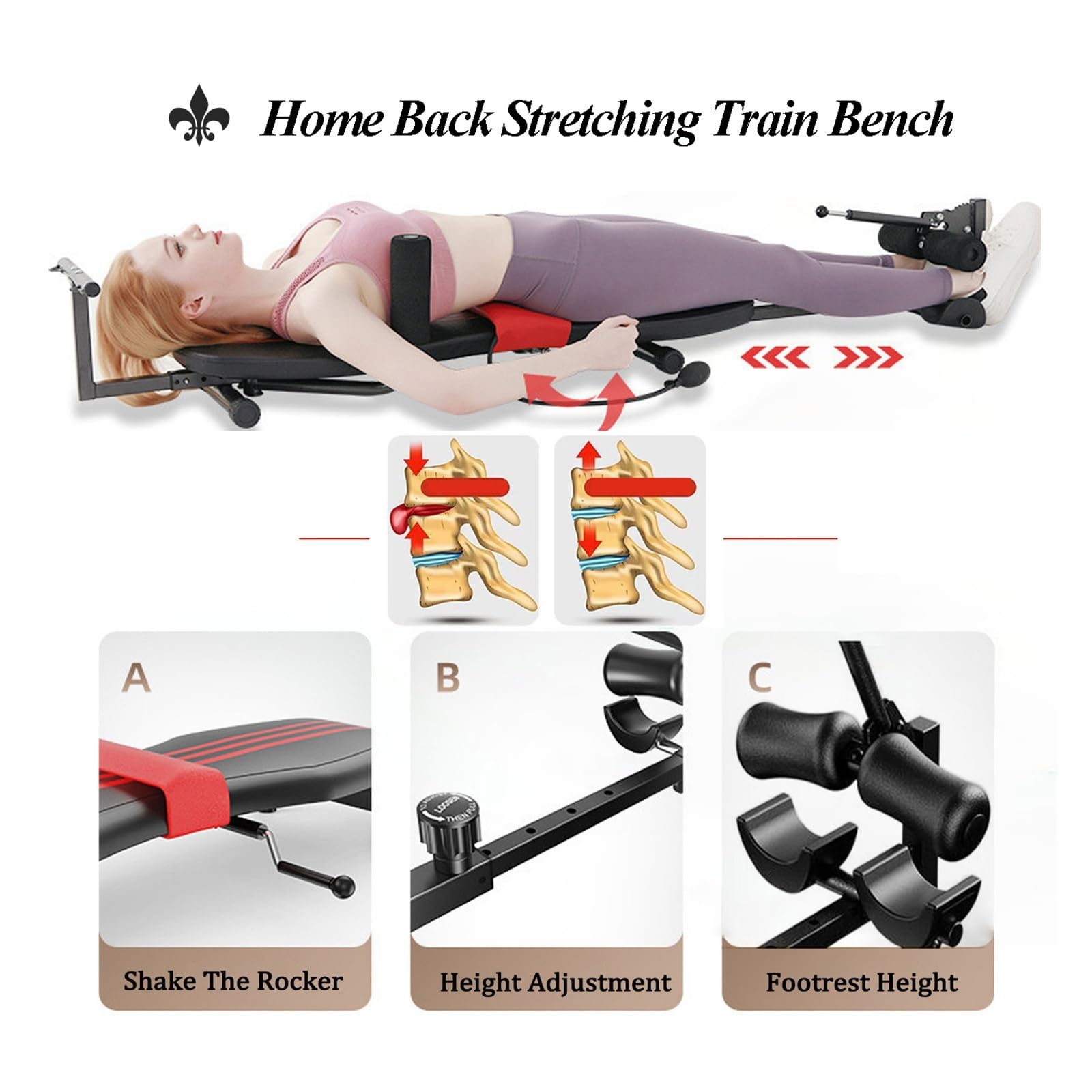 Banco de Tracción Cervical for Estiramiento de Espalda, Mesa de Inversión de Masaje for Entrenamiento de Tracción Lumbar y de Columna, Estiramiento y Relajación Corporal