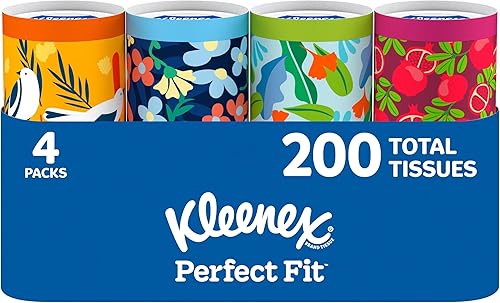 Kleenex Pañuelos faciales de ajuste perfecto, 4 latas, 50 pañuelos por lata, 2 capas (200 en total), el embalaje puede variar