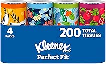 Kleenex Perfect Fit Facial Tissues, 4 Cannisters, 50 Tissues per Can, 2-Ply (200 Total), Packaging May Vary