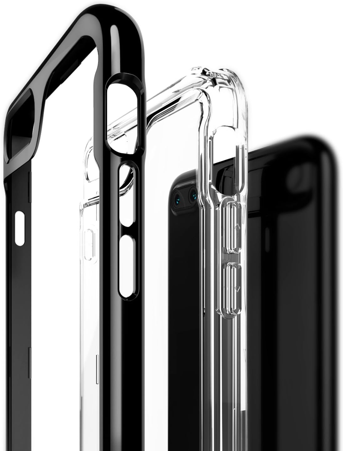 Caseology Skyfall for Apple iPhone 8 Plus Case (2017) / for iPhone 7 Plus Case (2016) - Clear Back & Slim Fit - Jet Black