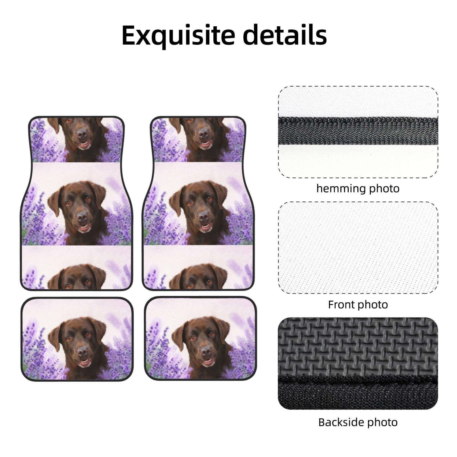 Brauner Labrador, Lavendelfarbene Retriever, 4er-Set Auto-Fußmatten, Neopren-Fußmatten für Fahrzeuge, rutschfeste Auto-Fußmatten, Autozubehör