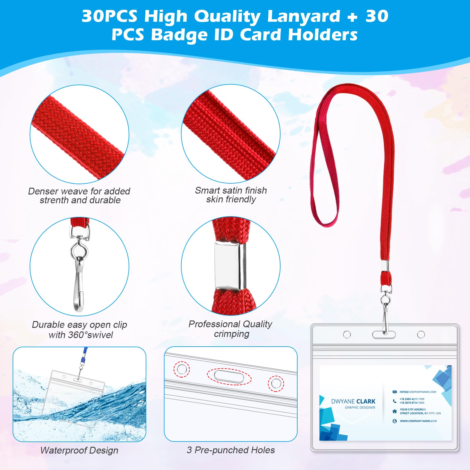 7.6×10.2cm Name Badge Holders – Fushing Clear Plastic Horizontal Name Tag Badge ID Card Holders For 7.6×10.2cm Name Badge Inserts Or Name Tag Inserts (50 - View #7