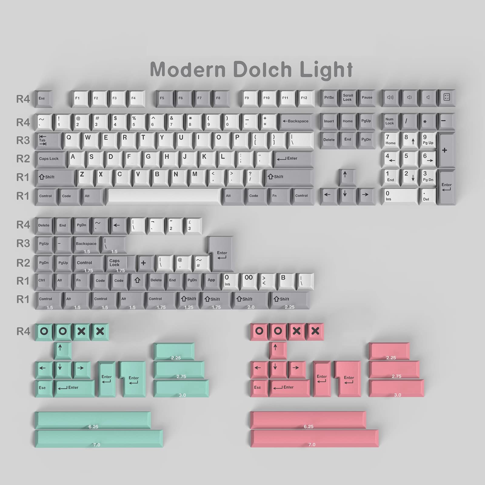 Buy 188 Keys Double Keycaps Cherry Profile Modern Dolch Light Keycaps