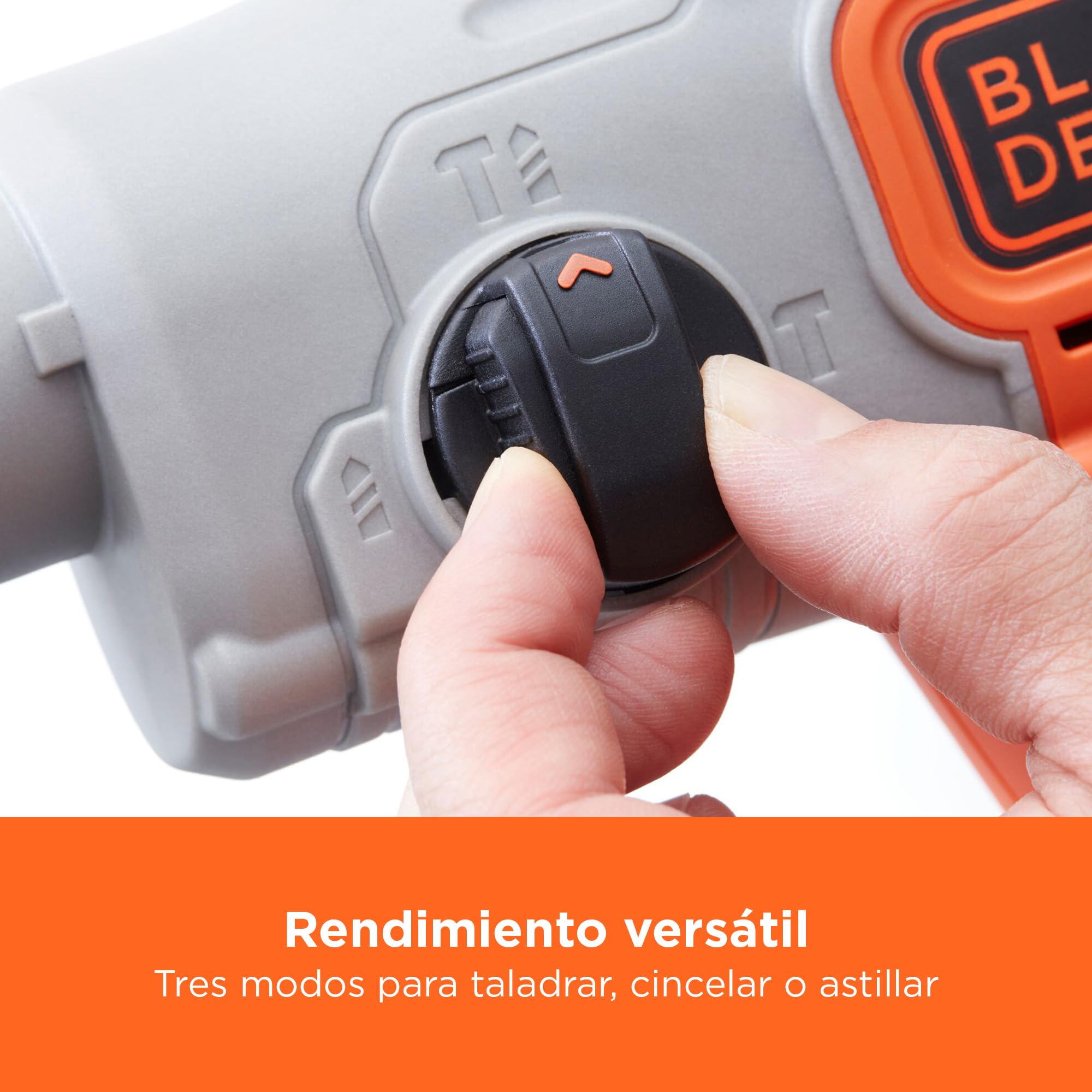 BLACK+DECKER Taladro percutor inalámbrico SDS-Plus 18V, batería 4,0Ah, cargador 2A, caja del kit, mango ajustable, luz LED, BCD900M1K-QW