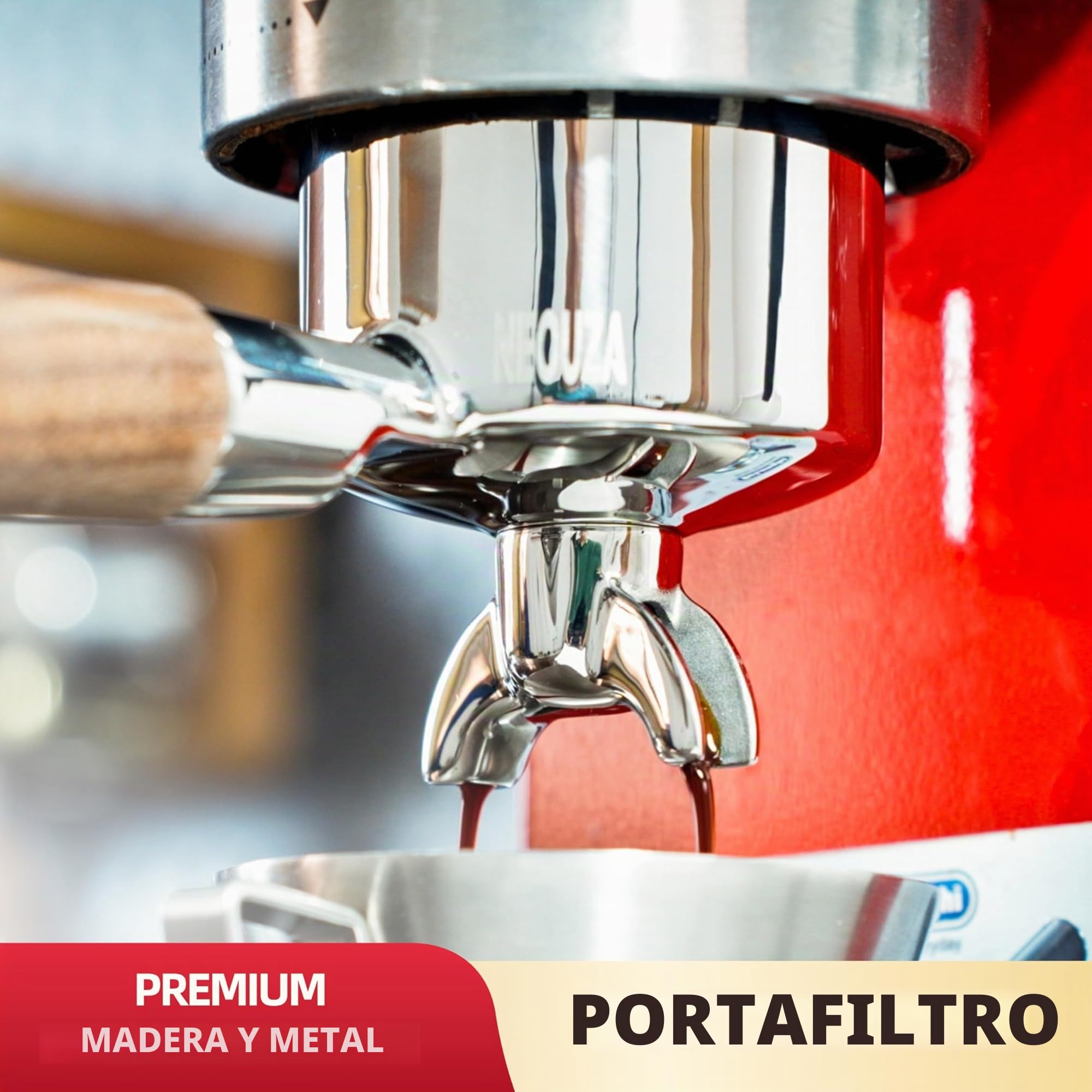 NEOUZA Portafiltro espresso de 51 mm con doble boquilla compatible con Delonghi La Specialista EC9155/9255/9335/9355/9665/9865, acero inoxidable 304