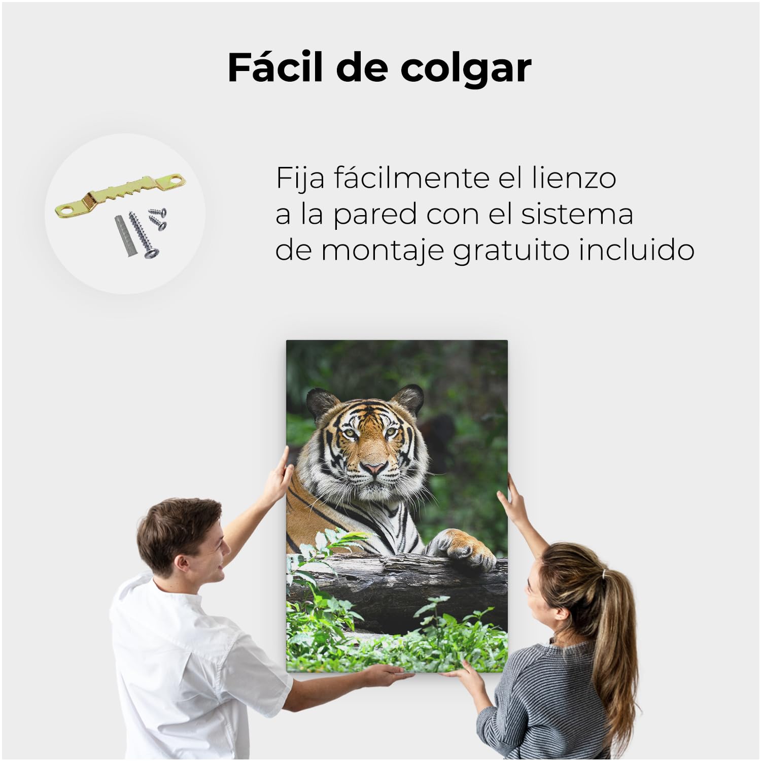 Artaza Cuadros Decoración Salón Modernos Tigre - 80x120 cm - Grande - Cuadros Animales - Decoración Pared - Lienzos - Selva