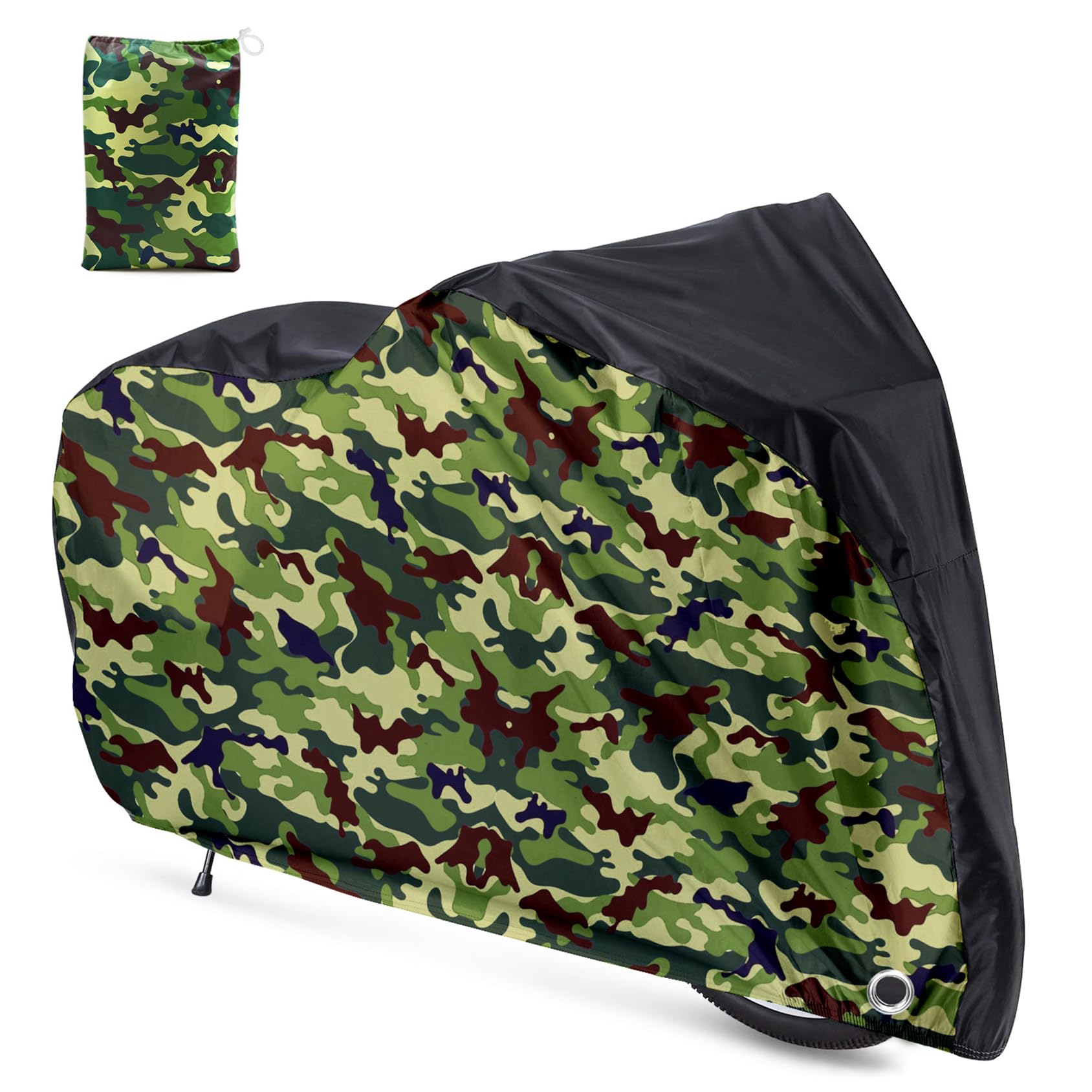 Roctee Bicycle Cover Waterproof Wind Rain Snow Proof Outdoor Mountain Bike Road Travel Bike Cycle Covers with Storage Bag, 78.7''(L) * 27.6''(W) * 43.3''(H) for XL Size (Black & Camo)
