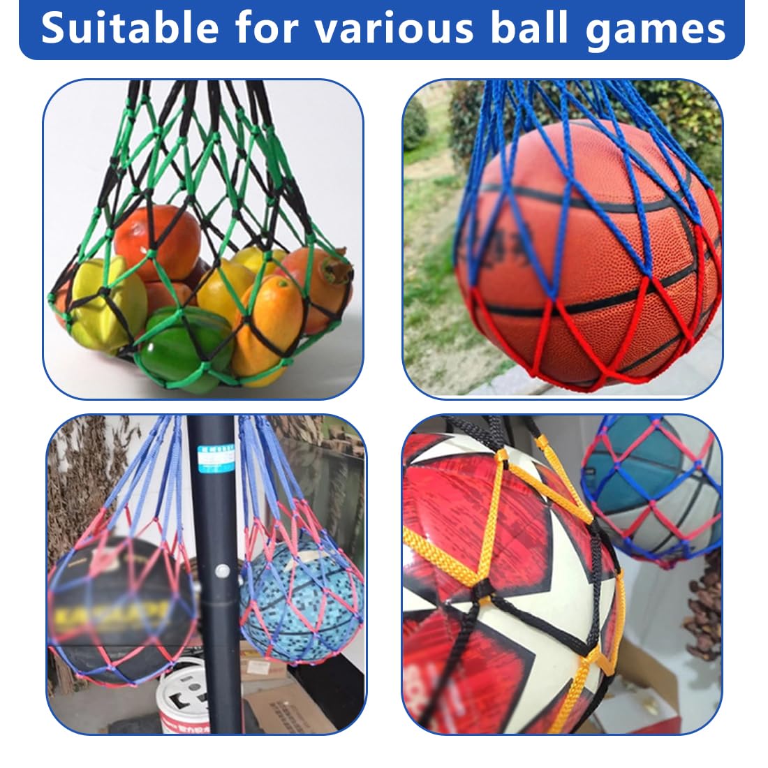 Rete Per Palloni - 2 Pezzi In Nylon, Capacità 10 Palloni | Per Calcio, Basket E Pallavolo | Trasporto Facile E Leggero - Foto 8
