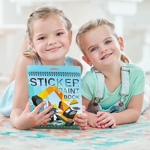 Miniatura 7 de Pintura para vehículos con calcomanías, libros, manualidades para niños de 4 a 8 años, calcomanía por número, regalos de cumpleaños, recuerdos de