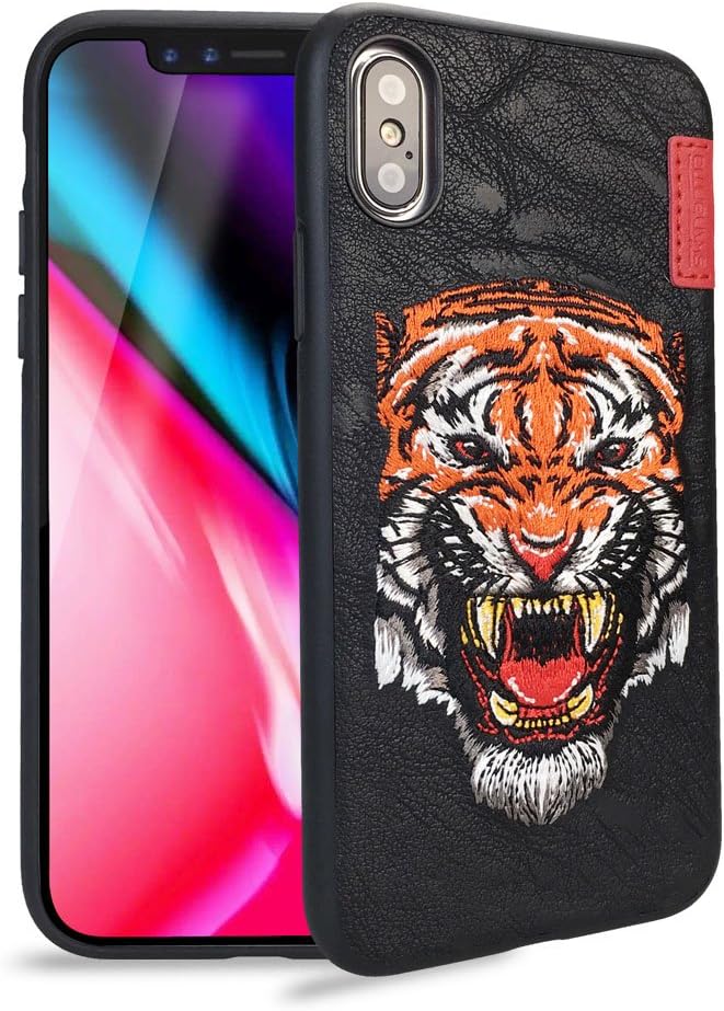 Phone Case for iPhone X - Skinarma BK123 2017 Embroidered iPhone Case for Apple iPhone X 5.8 Inch TPU+PC Material Drop Protection (Orange)