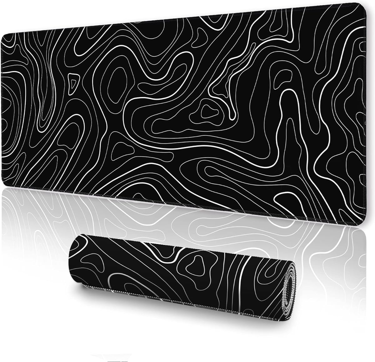 UJoowalk Topographic Gaming Mouse Pad, Large, Black and White, 31.5 x 11.8 in