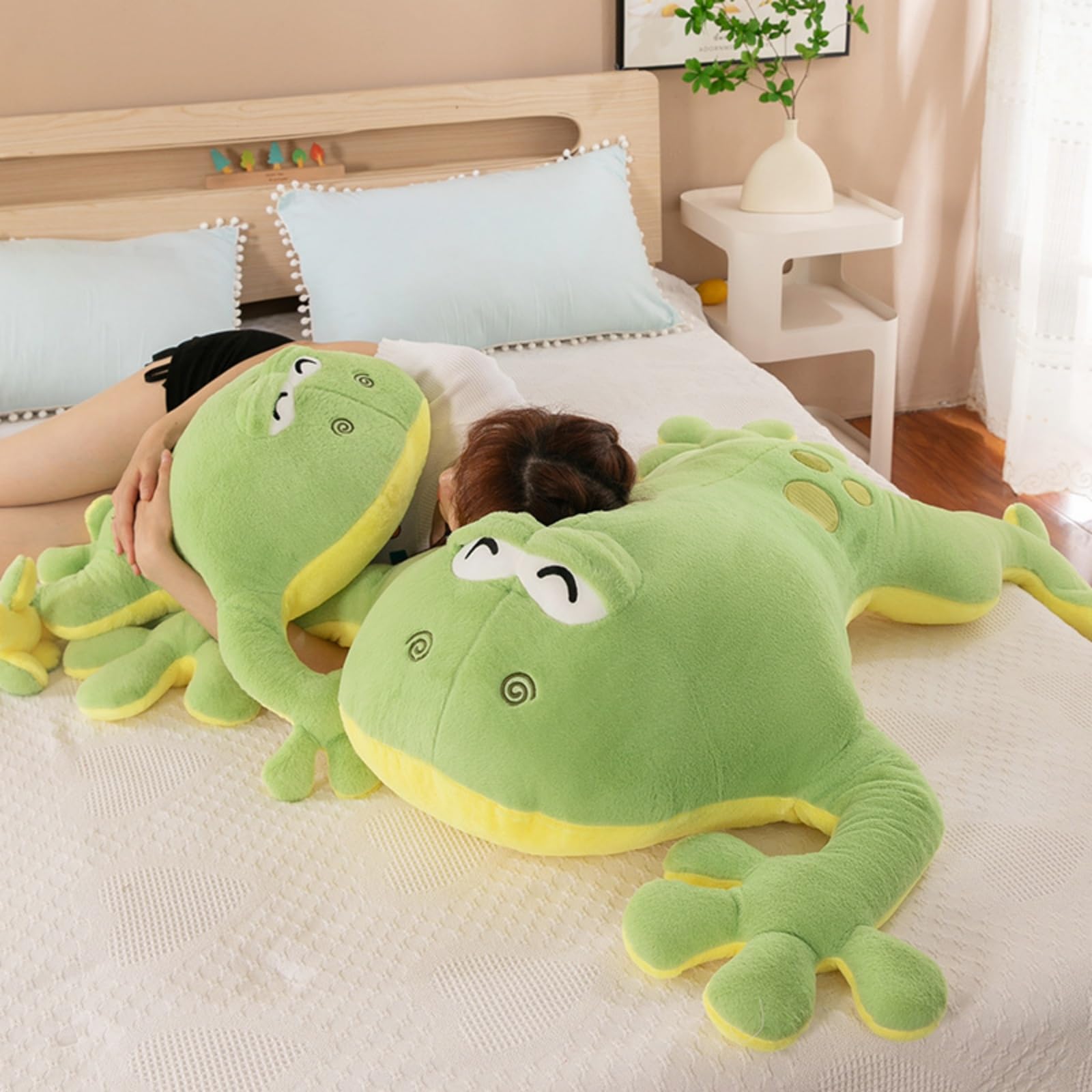 Frosch Kuscheltier, Grüne Frosch Plüschtier Stofftier, Riesiger Plüschfrosch in liegender Haltung, Kinderzimmer & als Kuschel (130cm,Grün)