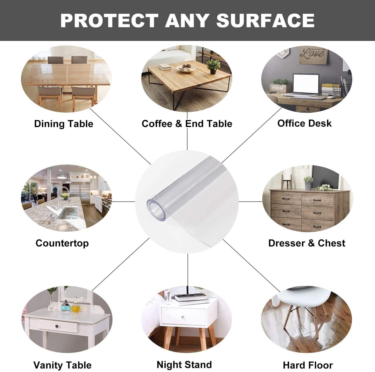 Tapis de protection de sol transparent antidérapant et imperméable – Maison/bureau/entrée – Tapis de couloir en plastique transparent pour planchers/moquettes, 50 cm, 101 cm, 152 cm, 100 cm, 300 cm