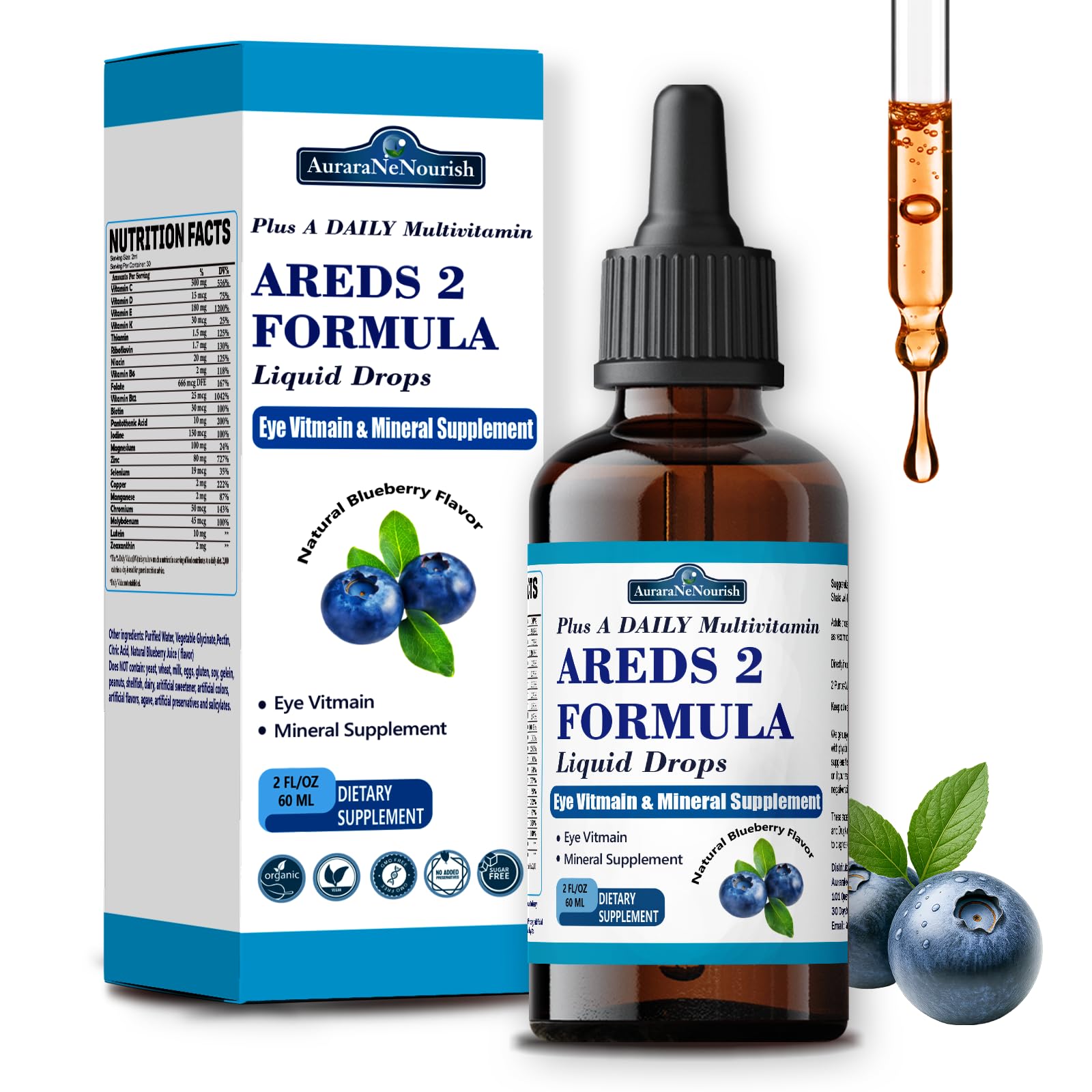 ❤︎　REDS2 Amazon.com: AREDS 2 + Formula Liquid Drops for Macular Health, 22