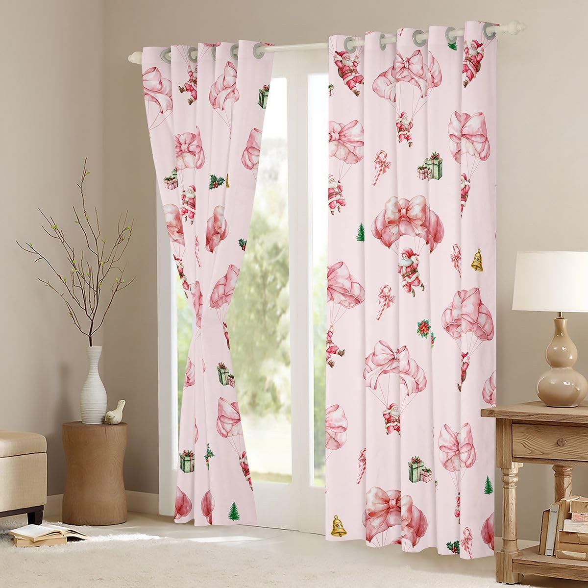 Feelyou Kids Funny Christmas Bow Blackout Curtains 2 Panels 38x45 Inch image 4