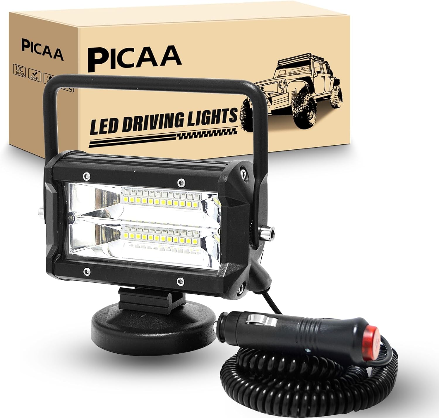 Faro Da Lavoro LED PICAA 36W 7 Pollici - Magnete Base Per Auto Barca 4X4 12V/24V - Foto 6