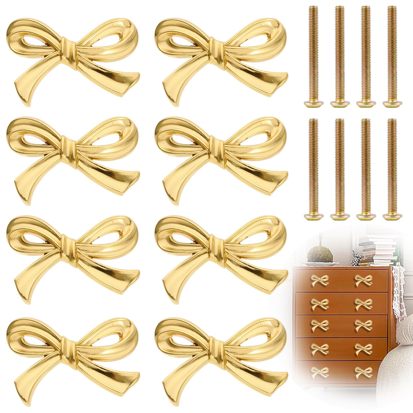 gold bow dresser knobs NNNJunhua Gold Bow Cabinet Knobs Vintage Shaped Dresser Decorative Handle  for Drawers Handles for Desk Suitable for Wardrobe Drawers TV Cabinets  Bookcases (Gold-8)