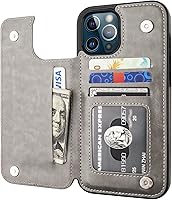 Vista 8 de ONETOP - Funda tipo cartera compatible con iPhone 12 Pro Max con tarjetero, piel sintética, ranuras para tarjetas, doble cierre magnético y funda