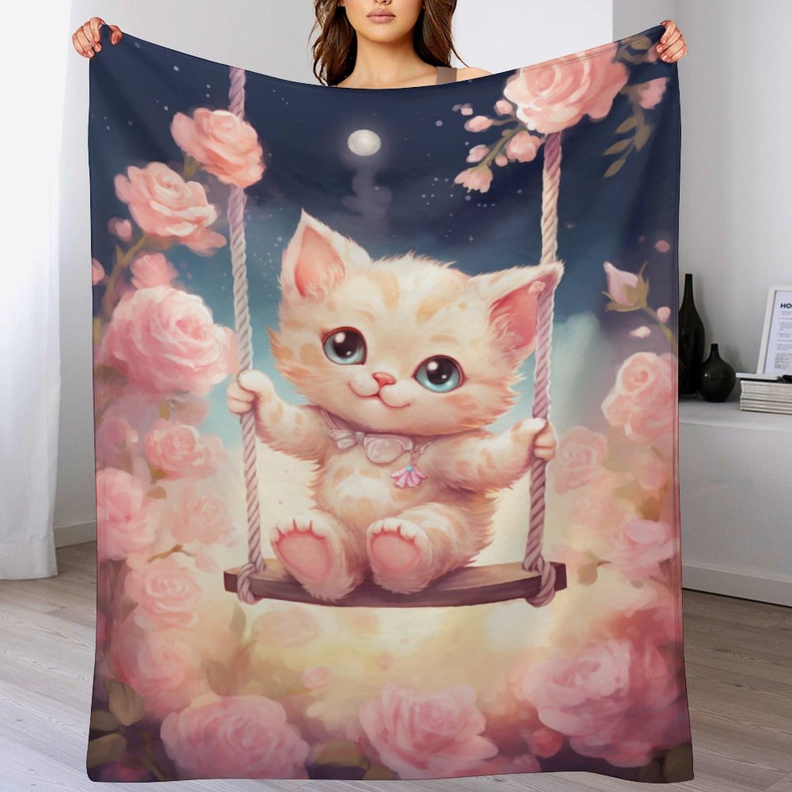 Manta de franela de gato para sofá y cama, colcha suave de 180x200 cm