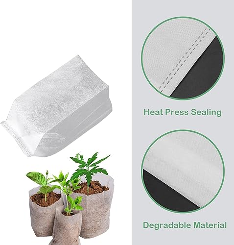 Miniatura 3 de 30 bolsas de cultivo, biodegradables no tejidas, bolsas de tela para plantas de semillero, bolsas de plantas para plantas de jardín (15.7 x 14.2)