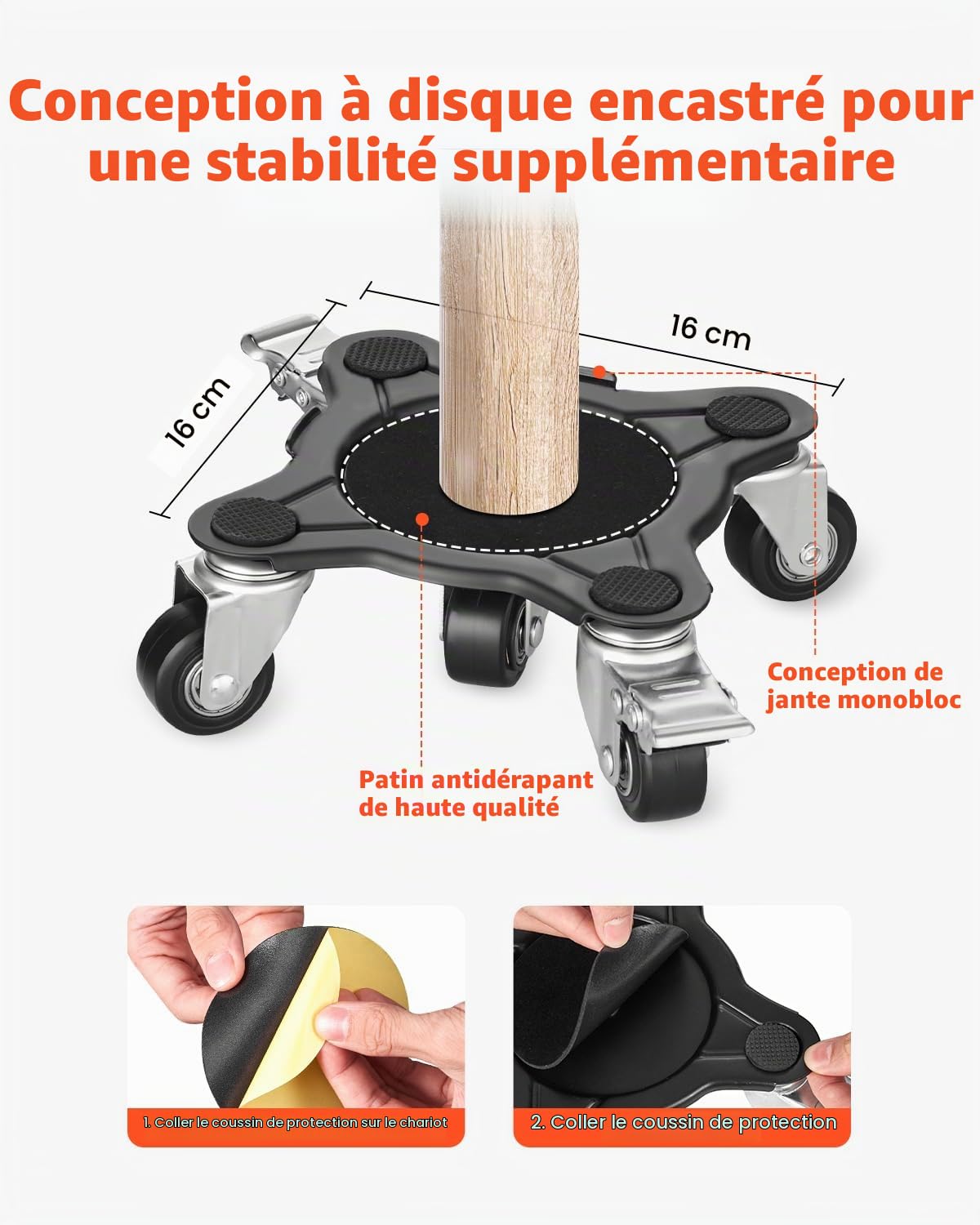 VEVOR Chariot de Déménagement 4PCS Déplace Meubles Lourds Capacité Charge 544 kg 5 Roues Rotatives 360° Plateau Roulant Manutention Déménageur Acier Carbone pour Meuble Réfrigérateur Canapé Armoire