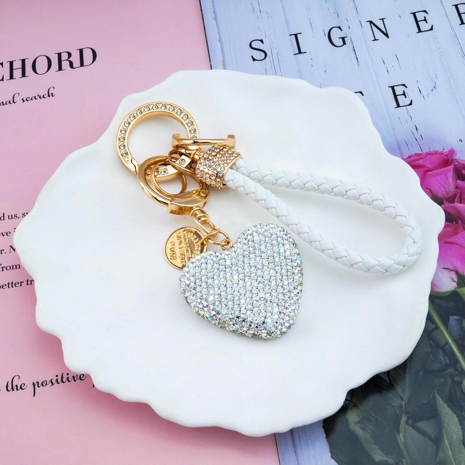 Heart Keychain Wristlet Bling Keychains For Women Girls Key Chain For Car Keys Purse Charms Handbag Backpack Accessories - Image 6