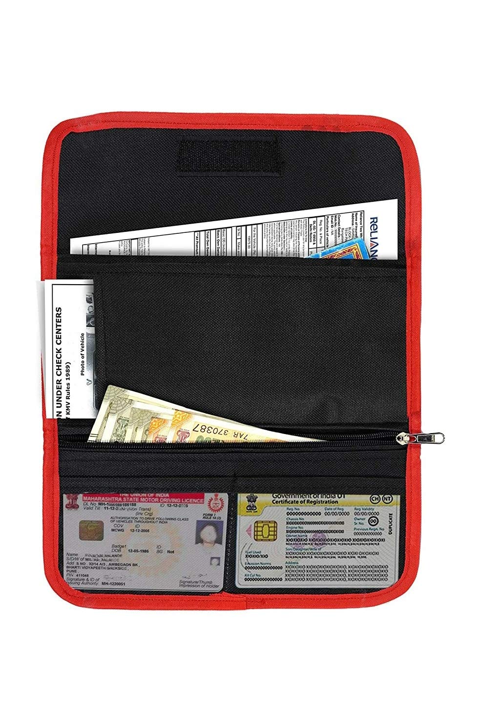 sf live Multipurpose Two Wheeler Document Holder, Car Document Storage Wallet for Registration & Insurance Card- Red/Black-picture-37