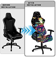 Vista 6 de Mushroom Gaming Chair Slipcover with Zipper Vibrant Computer Chair Covers Strtchable Boho-Chic Ergonomic Gamer Chairs Protector for Adults