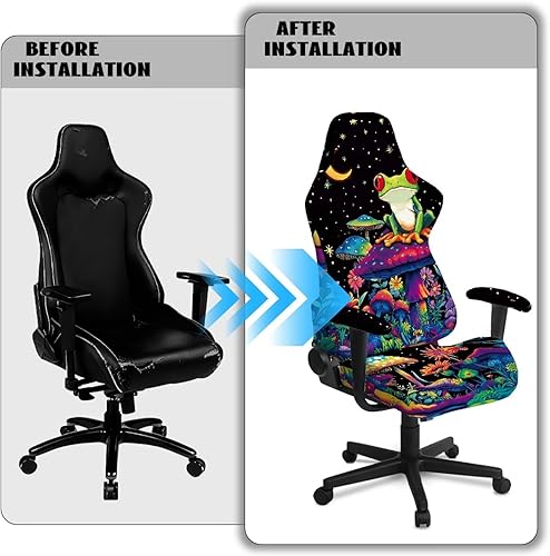 Miniatura 6 de Mushroom Gaming Chair Slipcover with Zipper Vibrant Computer Chair Covers Strtchable Boho-Chic Ergonomic Gamer Chairs Protector for Adults
