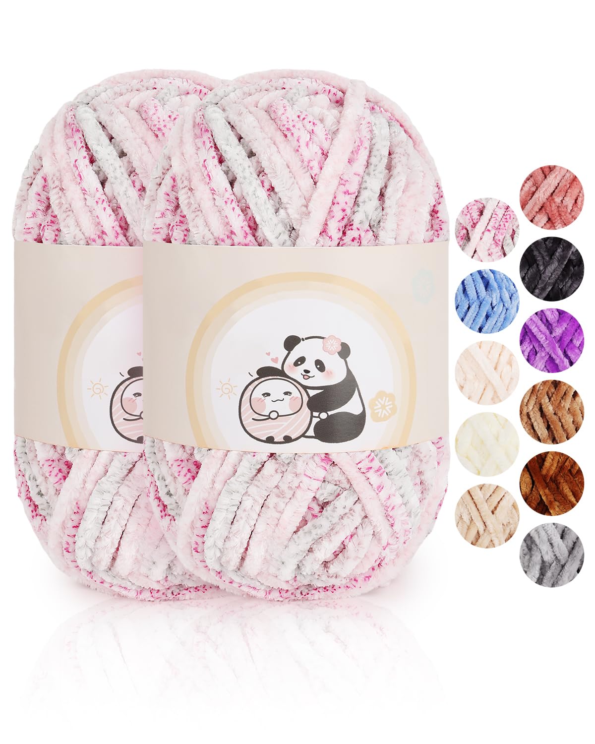 Aeelike 200g Chenille Dicke Wolle zum Handstricken, Weich Chunky Chenille Fluffy Strickgarn, Flauschige Samt Velvet Chenille Garn zum Häkeln, Warme Plüschwolle für Mützen, Schals, Decken, Rose Pink