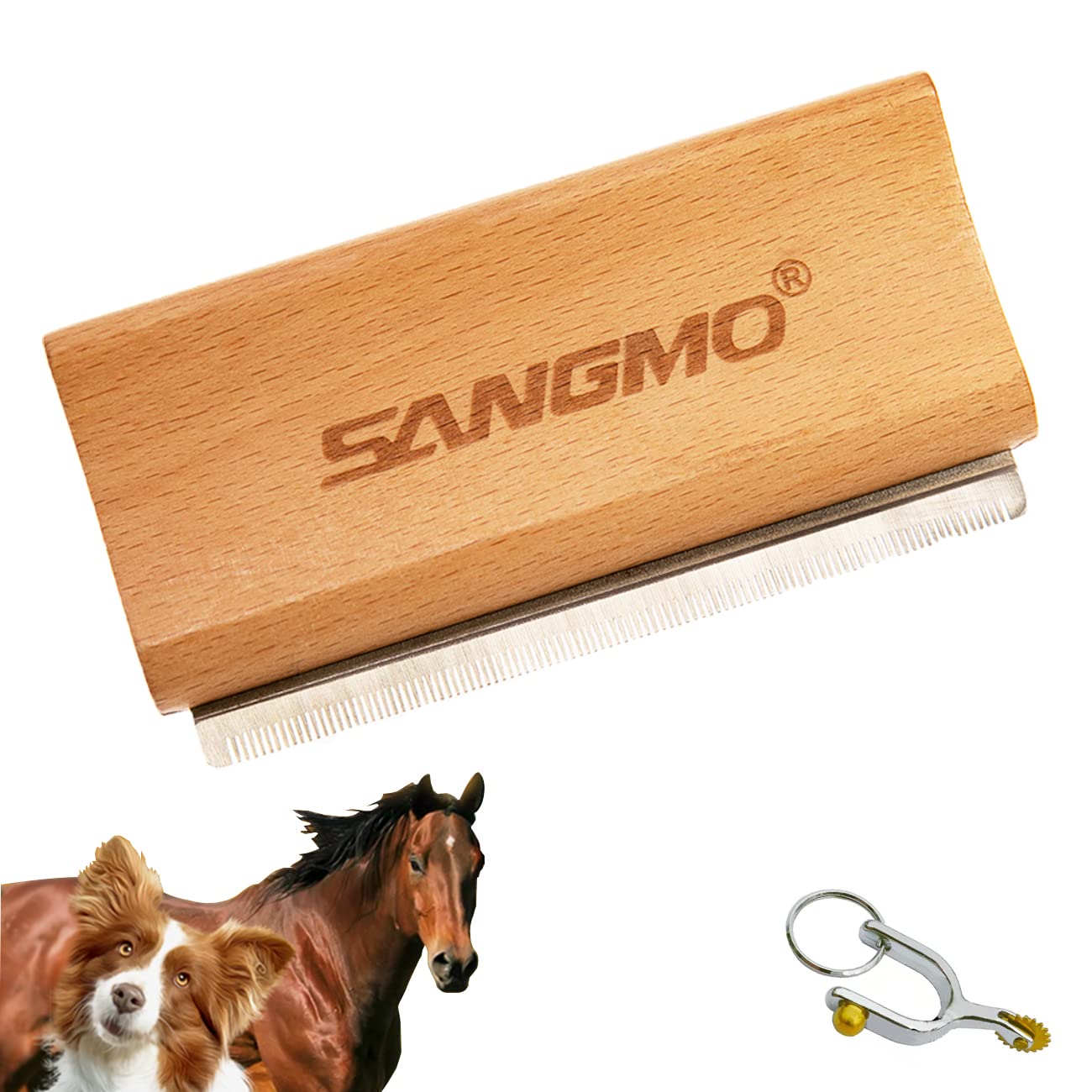 SANGMO Deshedding Brush for Horses, Dogs & Cats, 5" Pet