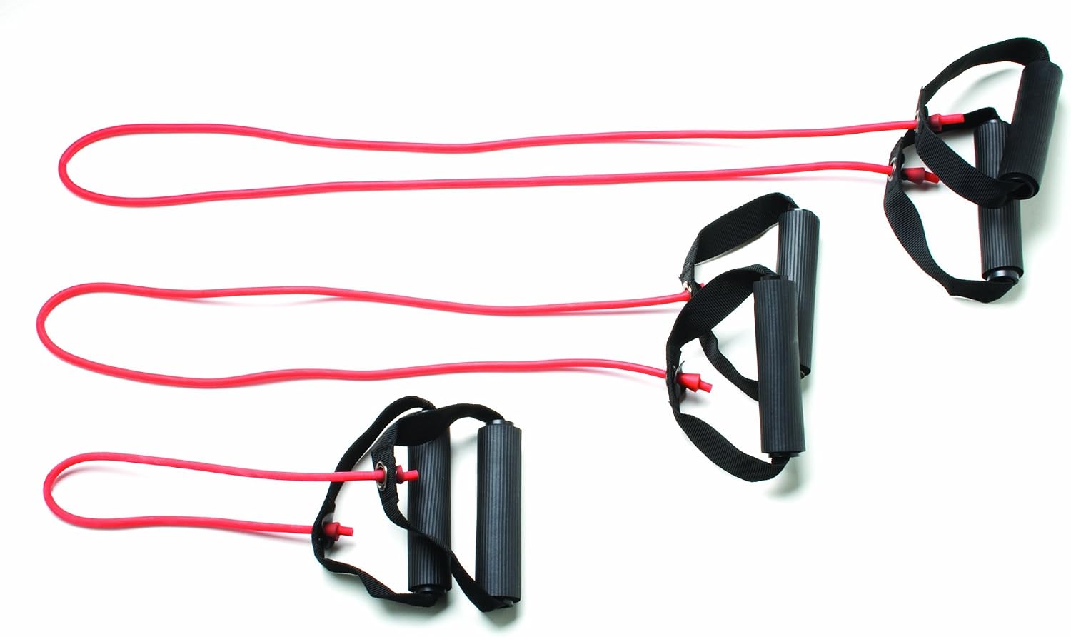 CanDo Exercise Tubing with Handles Full Body Set, Black, 18/36/48 Inch