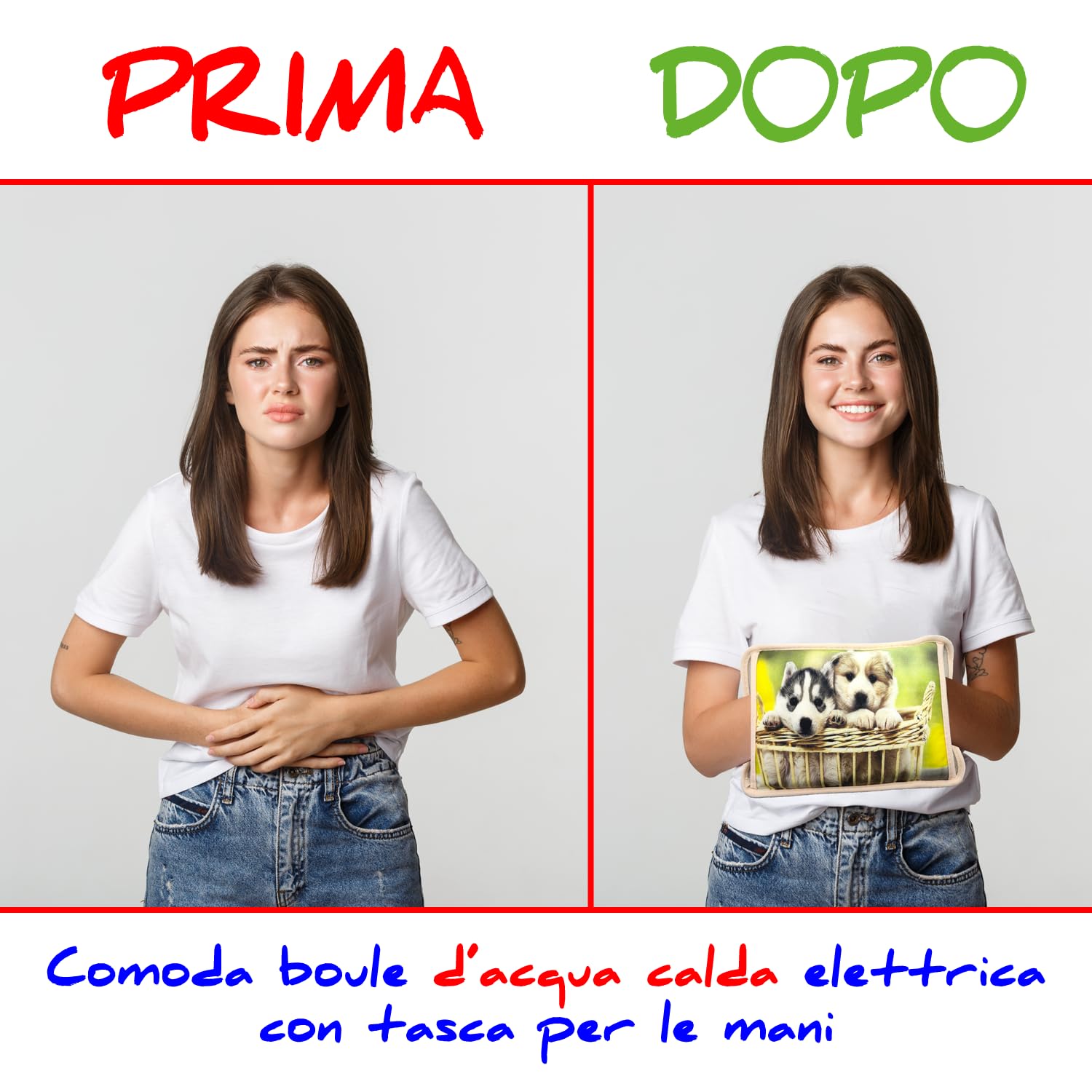 Bolsa de Agua Caliente Eléctrica | Calentador de 500W con Bolsillos | Alivio Muscular y Menstrual | Mantiene el Calor por 5 Horas