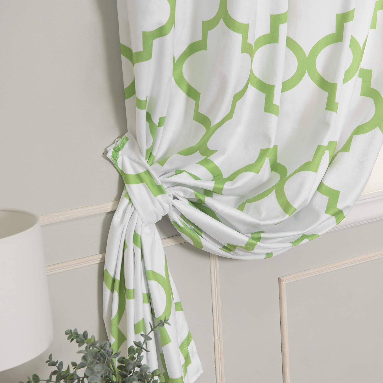 Best Home Fashion Reverse Moroccan Print Velvet Curtains - Stainless Steel Nickel Grommet Top - Green - 52"W x 84"L - (Set of 2 Panels)