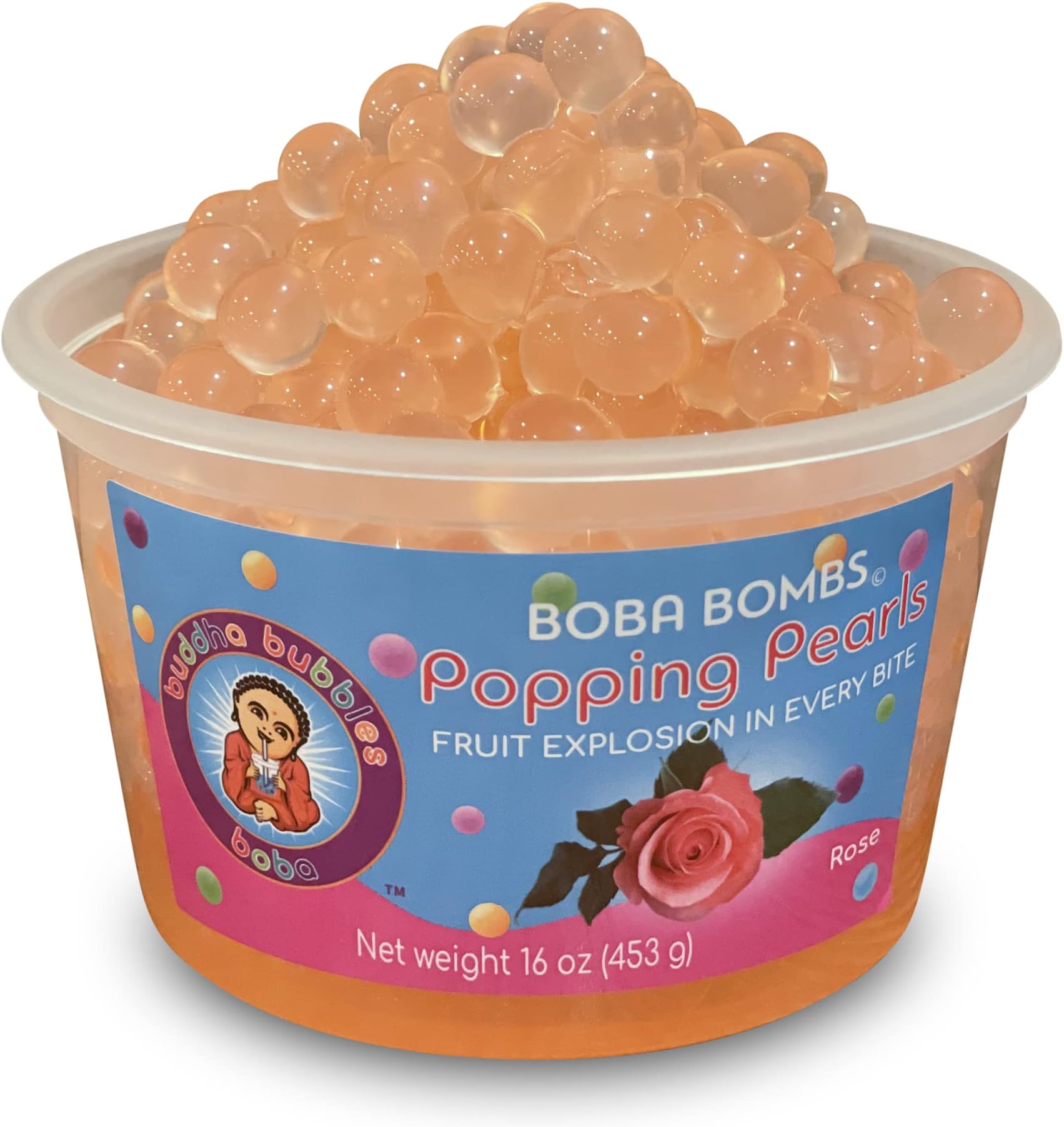 Premium Popping/Bursting Boba Pearls/Boba Bombs/Dessert Topping by Buddha Bubbles Boba (Sweet Rose Popping Pearls)